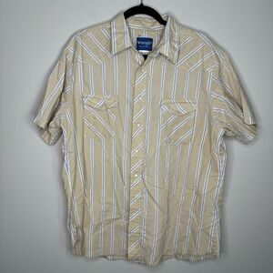 Wrangler Vintage Pale Yellow Short Sleeve Pearl Snap Button Up